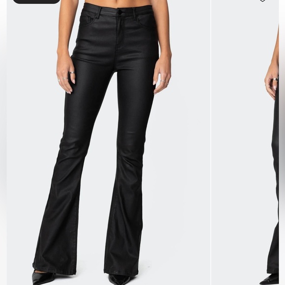 Luna Faux Leather Flare Jeans Edikted Size Small - Picture 1 of 13